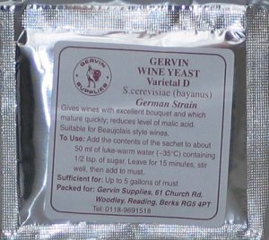 Gervin Wine Yeast Varietal  D  Yeast (GV11) to 5 gal