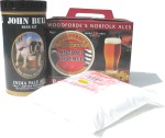 A selection of beer kits and brewing sugar