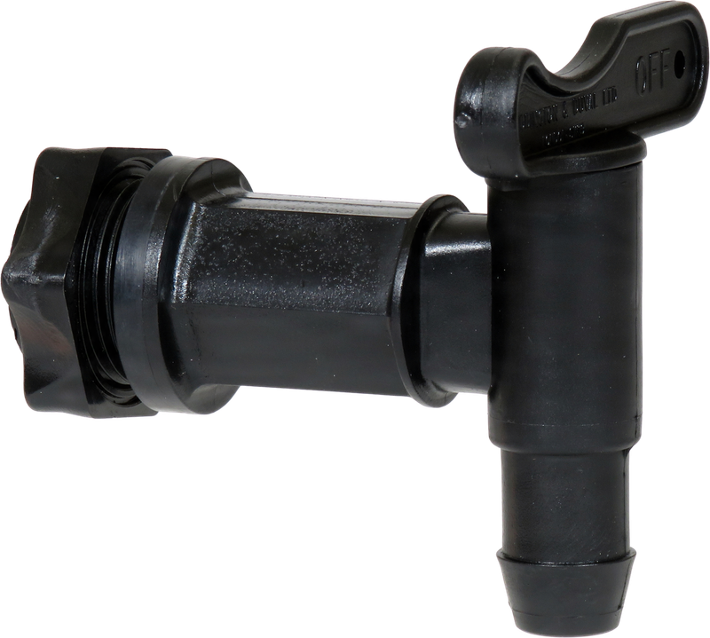 Barrel Spares Black lever tap with pipe barb and back nut