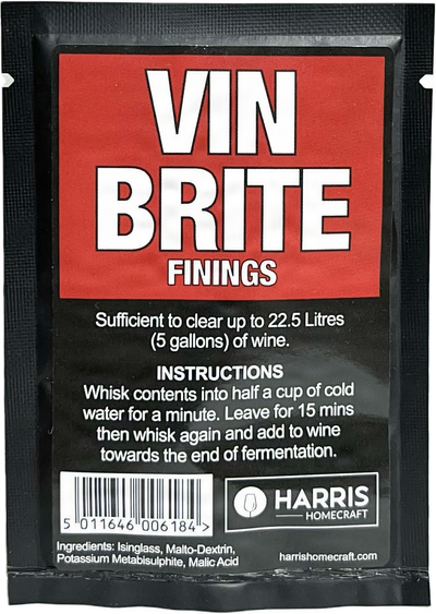 Harris Vin Brite, Finings (powder) to 5 gal