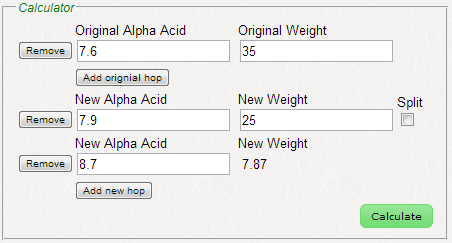 Advacned alpha acid calculator example 1