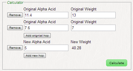 Advanced alpha acid calculator example 2