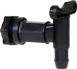 Barrel Spares Black lever tap with pipe barb and back nut