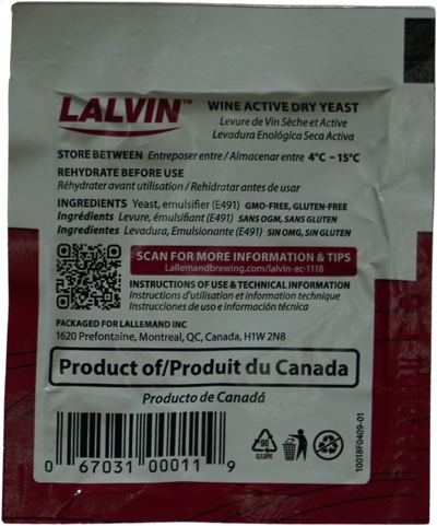 Lalvin Wine Yeast EC-1118 5 g